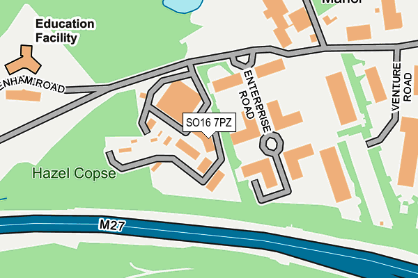 SO16 7PZ map - OS OpenMap – Local (Ordnance Survey) SO16 7PZ map - OS OpenMap – Local (Ordnance Survey)
