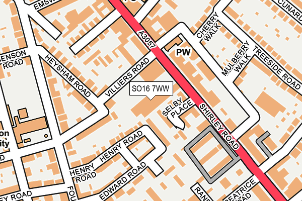 SO16 7WW map - OS OpenMap – Local (Ordnance Survey) SO16 7WW map - OS OpenMap – Local (Ordnance Survey)