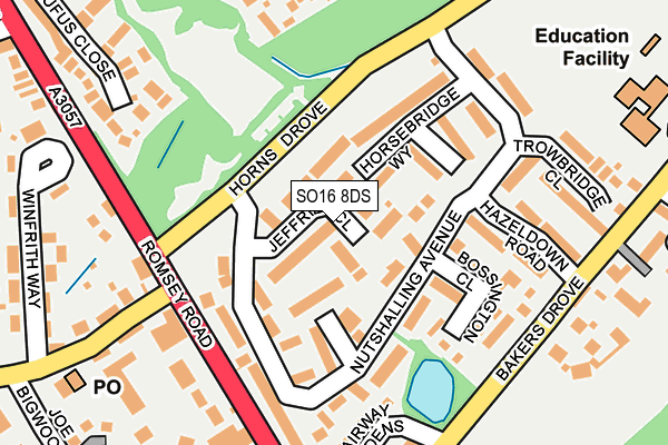 SO16 8DS map - OS OpenMap – Local (Ordnance Survey)