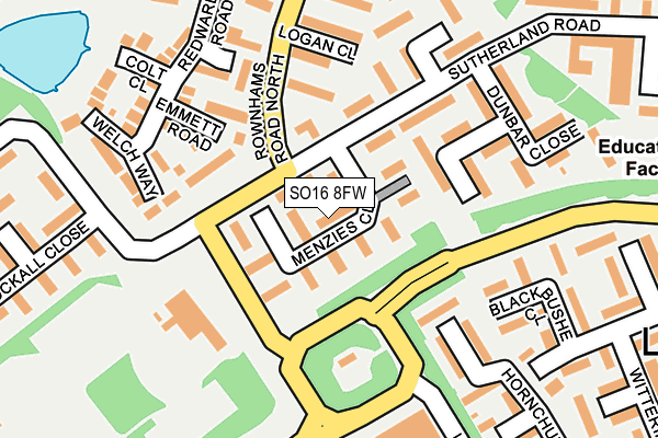 SO16 8FW map - OS OpenMap – Local (Ordnance Survey) SO16 8FW map - OS OpenMap – Local (Ordnance Survey)
