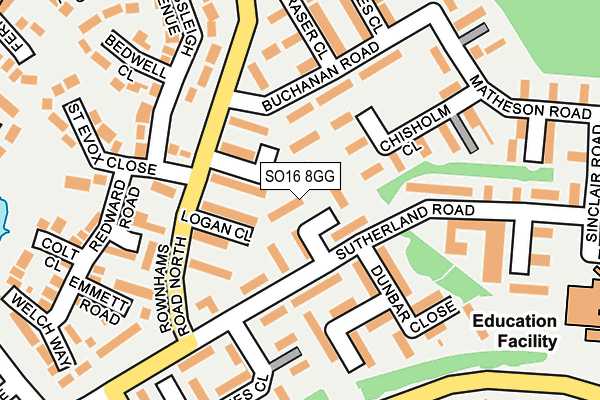SO16 8GG map - OS OpenMap – Local (Ordnance Survey) SO16 8GG map - OS OpenMap – Local (Ordnance Survey)