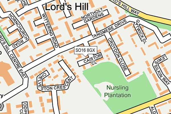 SO16 8GX map - OS OpenMap – Local (Ordnance Survey) SO16 8GX map - OS OpenMap – Local (Ordnance Survey)