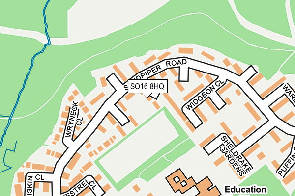 SO16 8HQ map - OS OpenMap – Local (Ordnance Survey)