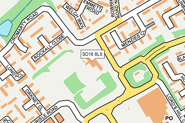 SO16 8LX map - OS OpenMap – Local (Ordnance Survey) SO16 8LX map - OS OpenMap – Local (Ordnance Survey)