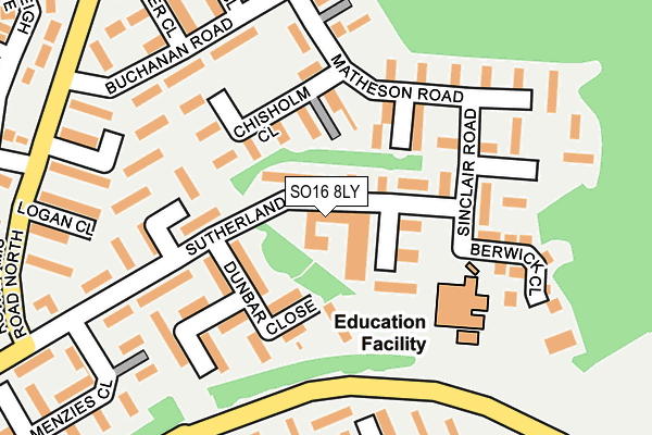 SO16 8LY map - OS OpenMap – Local (Ordnance Survey) SO16 8LY map - OS OpenMap – Local (Ordnance Survey)