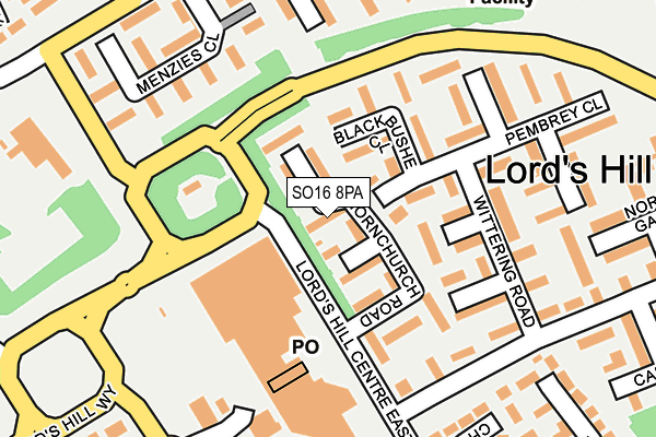 SO16 8PA map - OS OpenMap – Local (Ordnance Survey) SO16 8PA map - OS OpenMap – Local (Ordnance Survey)