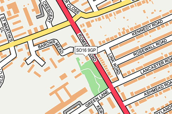SO16 9GP map - OS OpenMap – Local (Ordnance Survey) SO16 9GP map - OS OpenMap – Local (Ordnance Survey)