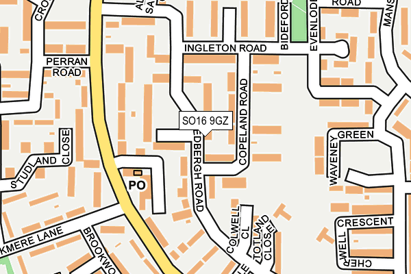 SO16 9GZ map - OS OpenMap – Local (Ordnance Survey) SO16 9GZ map - OS OpenMap – Local (Ordnance Survey)