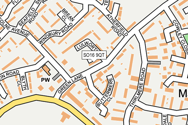 SO16 9QT map - OS OpenMap – Local (Ordnance Survey) SO16 9QT map - OS OpenMap – Local (Ordnance Survey)