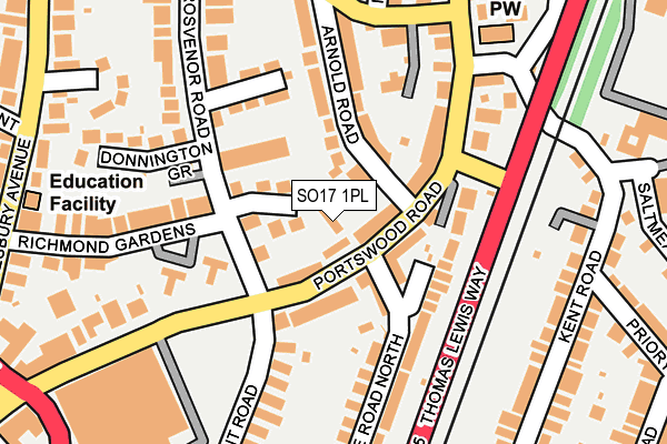SO17 1PL map - OS OpenMap – Local (Ordnance Survey) SO17 1PL map - OS OpenMap – Local (Ordnance Survey)