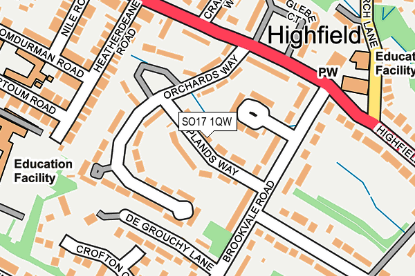 SO17 1QW map - OS OpenMap – Local (Ordnance Survey) SO17 1QW map - OS OpenMap – Local (Ordnance Survey)