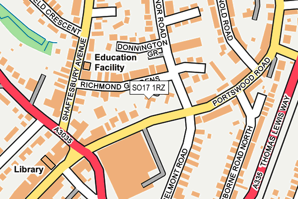 SO17 1RZ map - OS OpenMap – Local (Ordnance Survey) SO17 1RZ map - OS OpenMap – Local (Ordnance Survey)