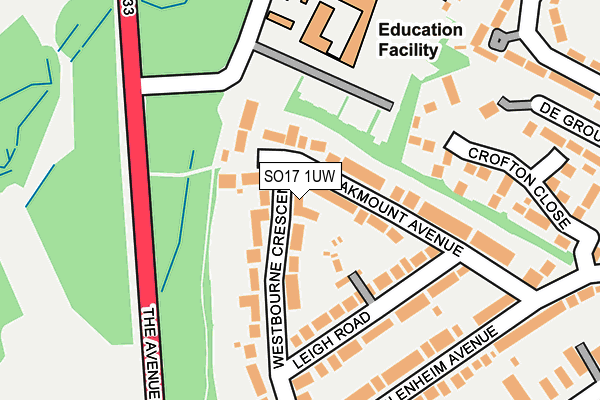 SO17 1UW map - OS OpenMap – Local (Ordnance Survey) SO17 1UW map - OS OpenMap – Local (Ordnance Survey)