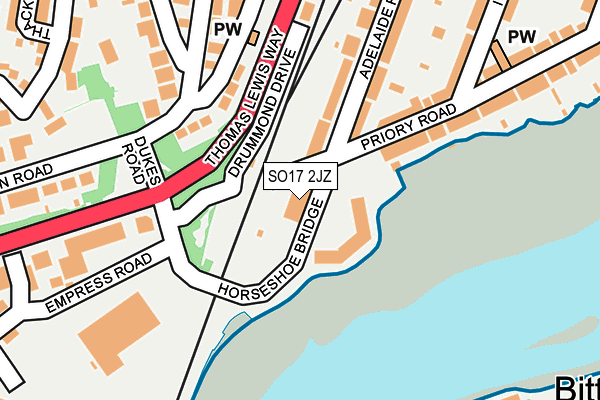 SO17 2JZ map - OS OpenMap – Local (Ordnance Survey) SO17 2JZ map - OS OpenMap – Local (Ordnance Survey)