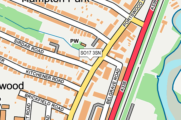 SO17 3SN map - OS OpenMap – Local (Ordnance Survey) SO17 3SN map - OS OpenMap – Local (Ordnance Survey)