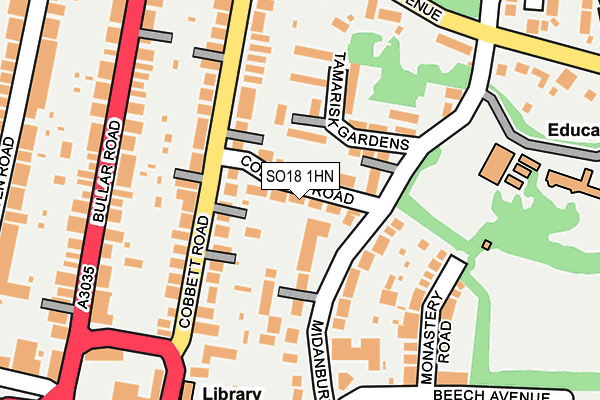 SO18 1HN map - OS OpenMap – Local (Ordnance Survey) SO18 1HN map - OS OpenMap – Local (Ordnance Survey)