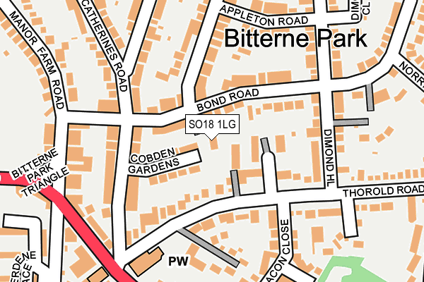 SO18 1LG map - OS OpenMap – Local (Ordnance Survey) SO18 1LG map - OS OpenMap – Local (Ordnance Survey)