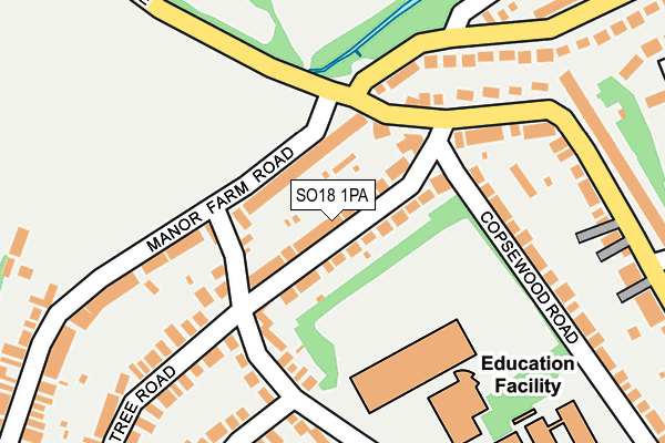 SO18 1PA map - OS OpenMap – Local (Ordnance Survey) SO18 1PA map - OS OpenMap – Local (Ordnance Survey)