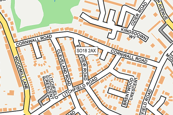 SO18 2AX map - OS OpenMap – Local (Ordnance Survey) SO18 2AX map - OS OpenMap – Local (Ordnance Survey)