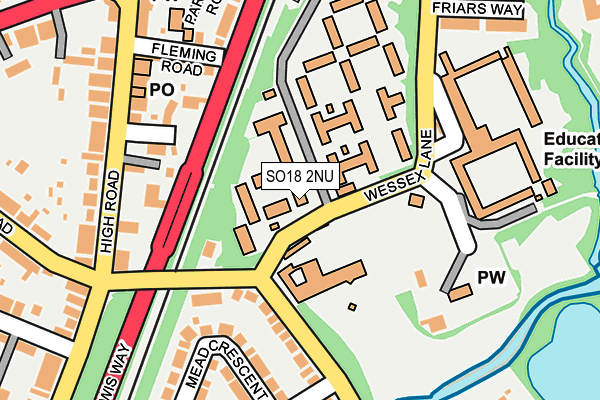 SO18 2NU map - OS OpenMap – Local (Ordnance Survey) SO18 2NU map - OS OpenMap – Local (Ordnance Survey)