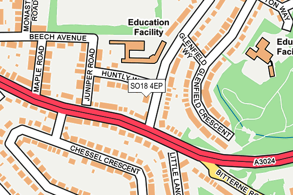 SO18 4EP map - OS OpenMap – Local (Ordnance Survey) SO18 4EP map - OS OpenMap – Local (Ordnance Survey)