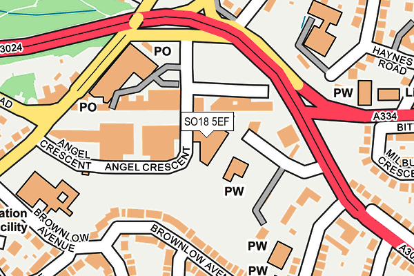 SO18 5EF map - OS OpenMap – Local (Ordnance Survey) SO18 5EF map - OS OpenMap – Local (Ordnance Survey)