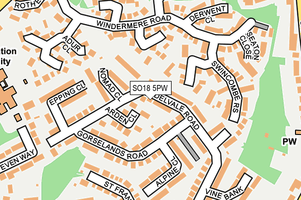 SO18 5PW map - OS OpenMap – Local (Ordnance Survey) SO18 5PW map - OS OpenMap – Local (Ordnance Survey)