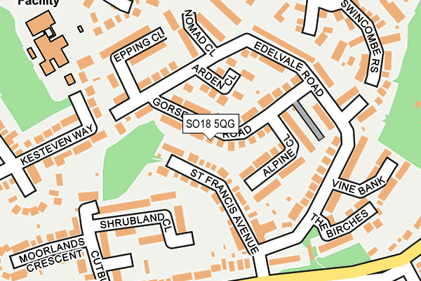 SO18 5QG map - OS OpenMap – Local (Ordnance Survey) SO18 5QG map - OS OpenMap – Local (Ordnance Survey)