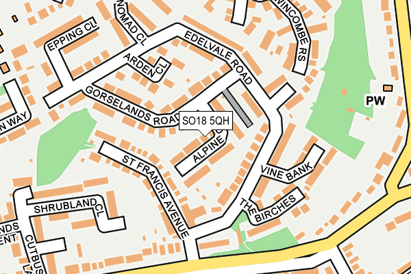 SO18 5QH map - OS OpenMap – Local (Ordnance Survey) SO18 5QH map - OS OpenMap – Local (Ordnance Survey)