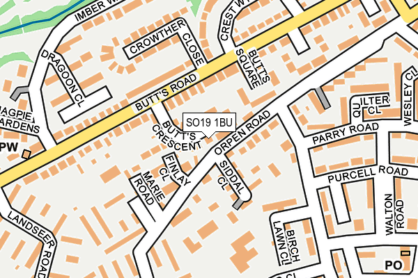 SO19 1BU map - OS OpenMap – Local (Ordnance Survey) SO19 1BU map - OS OpenMap – Local (Ordnance Survey)