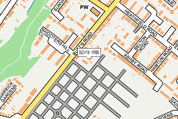 SO19 1RB map - OS OpenMap – Local (Ordnance Survey) SO19 1RB map - OS OpenMap – Local (Ordnance Survey)