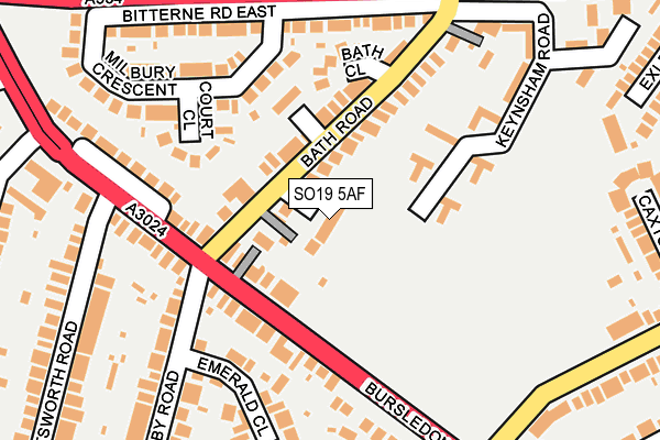 SO19 5AF map - OS OpenMap – Local (Ordnance Survey) SO19 5AF map - OS OpenMap – Local (Ordnance Survey)