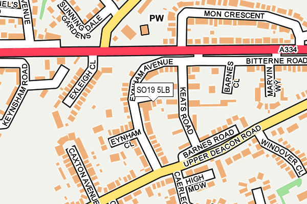 SO19 5LB map - OS OpenMap – Local (Ordnance Survey) SO19 5LB map - OS OpenMap – Local (Ordnance Survey)