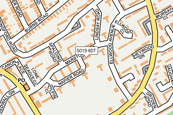 SO19 6DT map - OS OpenMap – Local (Ordnance Survey) SO19 6DT map - OS OpenMap – Local (Ordnance Survey)