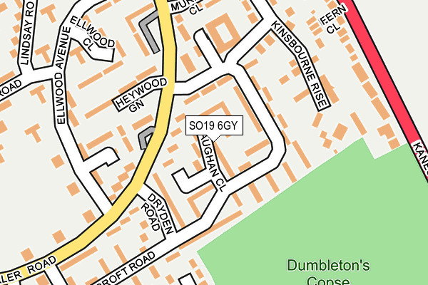 SO19 6GY map - OS OpenMap – Local (Ordnance Survey) SO19 6GY map - OS OpenMap – Local (Ordnance Survey)