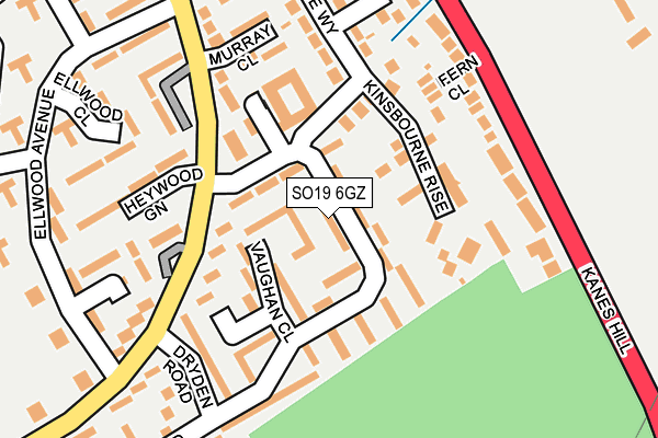 SO19 6GZ map - OS OpenMap – Local (Ordnance Survey) SO19 6GZ map - OS OpenMap – Local (Ordnance Survey)