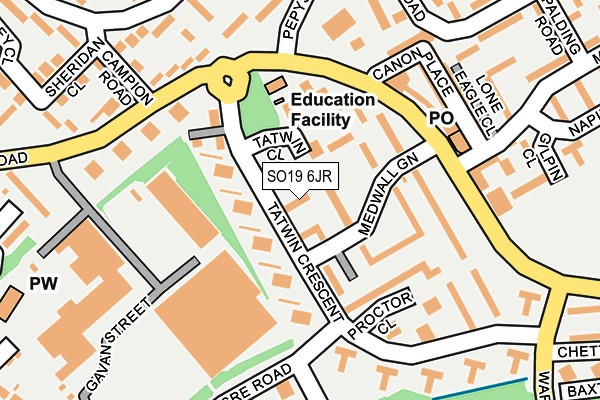 SO19 6JR map - OS OpenMap – Local (Ordnance Survey) SO19 6JR map - OS OpenMap – Local (Ordnance Survey)