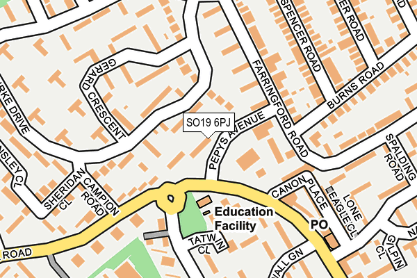 SO19 6PJ map - OS OpenMap – Local (Ordnance Survey) SO19 6PJ map - OS OpenMap – Local (Ordnance Survey)