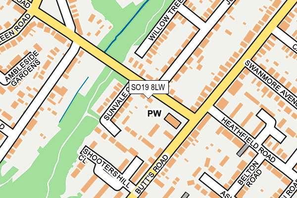 SO19 8LW map - OS OpenMap – Local (Ordnance Survey) SO19 8LW map - OS OpenMap – Local (Ordnance Survey)