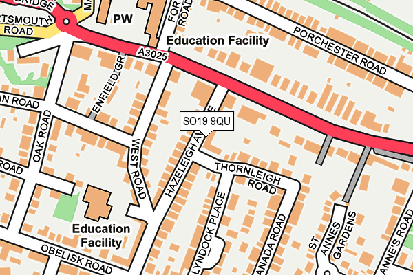 SO19 9QU map - OS OpenMap – Local (Ordnance Survey) SO19 9QU map - OS OpenMap – Local (Ordnance Survey)