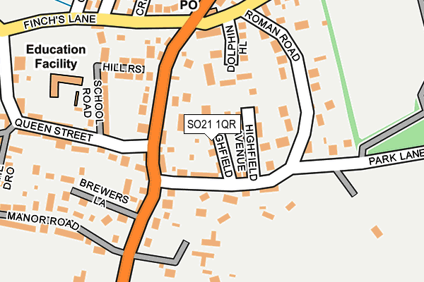 SO21 1QR map - OS OpenMap – Local (Ordnance Survey) SO21 1QR map - OS OpenMap – Local (Ordnance Survey)