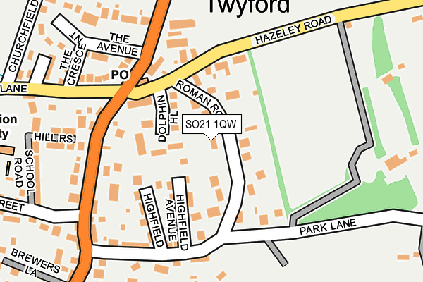 SO21 1QW map - OS OpenMap – Local (Ordnance Survey) SO21 1QW map - OS OpenMap – Local (Ordnance Survey)