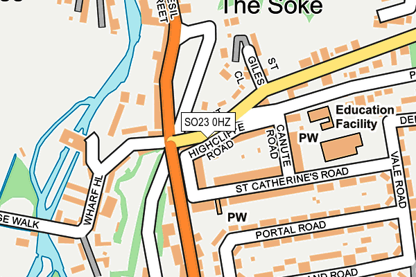 SO23 0HZ map - OS OpenMap – Local (Ordnance Survey) SO23 0HZ map - OS OpenMap – Local (Ordnance Survey)