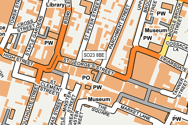 SO23 8BE map - OS OpenMap – Local (Ordnance Survey) SO23 8BE map - OS OpenMap – Local (Ordnance Survey)