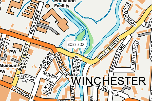 SO23 8DX map - OS OpenMap – Local (Ordnance Survey) SO23 8DX map - OS OpenMap – Local (Ordnance Survey)