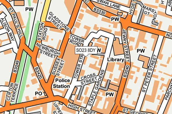 SO23 8DY map - OS OpenMap – Local (Ordnance Survey) SO23 8DY map - OS OpenMap – Local (Ordnance Survey)