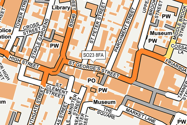 SO23 8FA map - OS OpenMap – Local (Ordnance Survey) SO23 8FA map - OS OpenMap – Local (Ordnance Survey)
