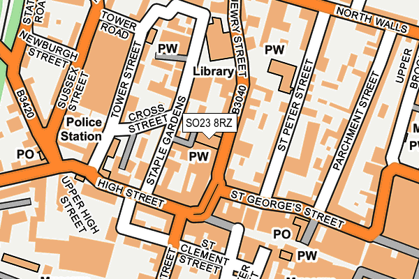 SO23 8RZ map - OS OpenMap – Local (Ordnance Survey) SO23 8RZ map - OS OpenMap – Local (Ordnance Survey)