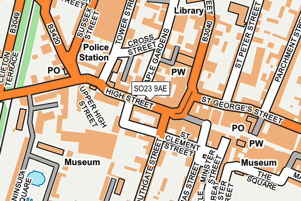 SO23 9AE map - OS OpenMap – Local (Ordnance Survey) SO23 9AE map - OS OpenMap – Local (Ordnance Survey)