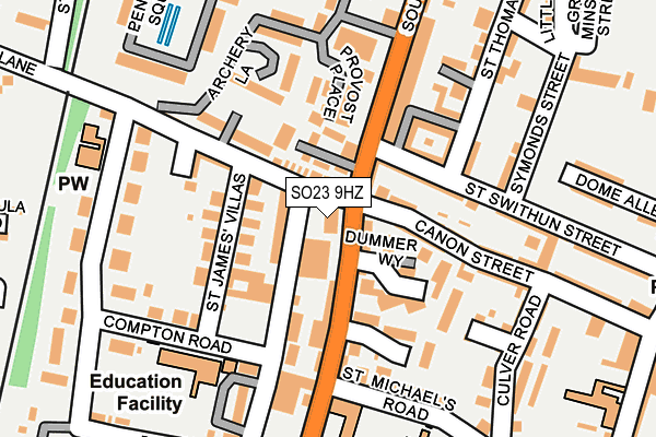 SO23 9HZ map - OS OpenMap – Local (Ordnance Survey) SO23 9HZ map - OS OpenMap – Local (Ordnance Survey)